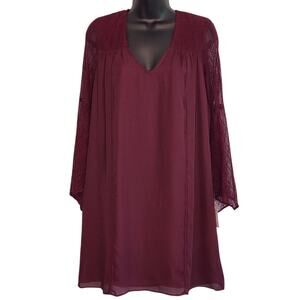 Avec Les Filles A-line dress bell sleeves wine size 4 NWT